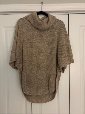 Karen Scott Cable-Knit Turtleneck Poncho - Beige